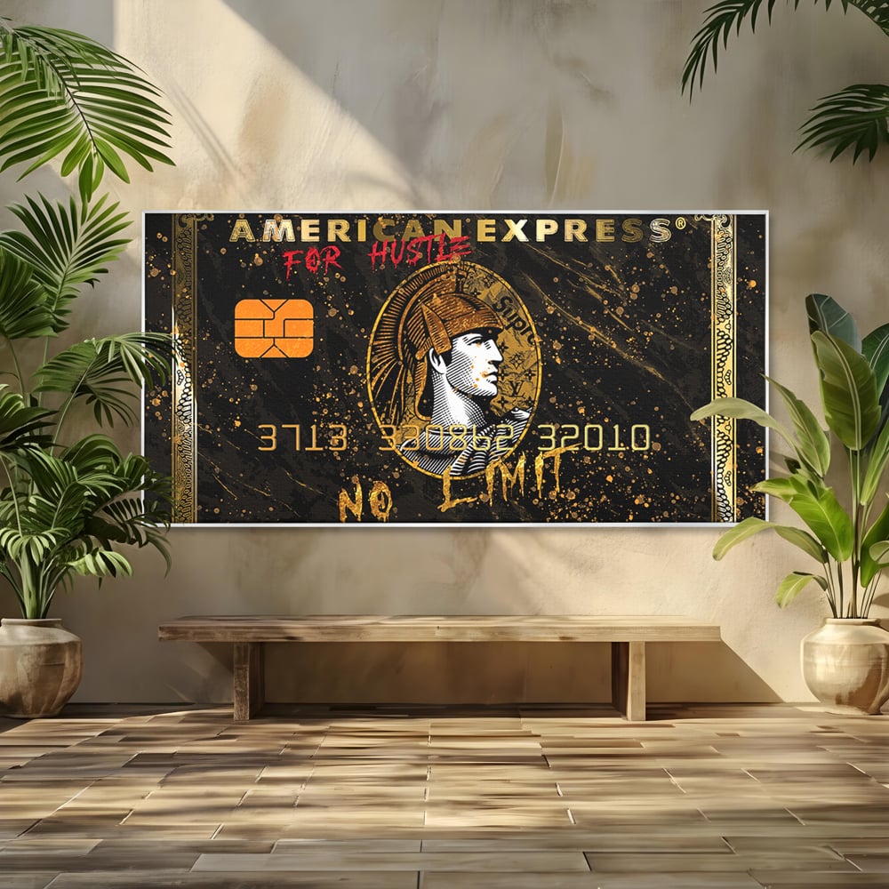 Tablou canvas cu tablou canvas cu card bancar, in rama de aluminiu argintiu